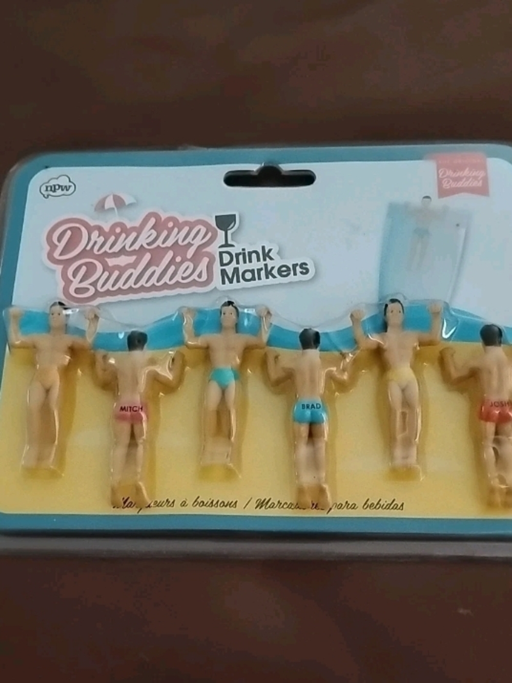 The Original Drinking Buddies Drink Markers Set Of 6, NEW SEALED Cocktail Hunks!